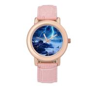 Ocean Thundering Storm Womens Elegant Watch Analogue Quartz Watch Leather Band Wristwatch