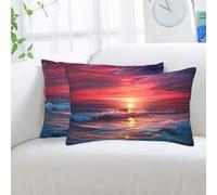 Ocean Tide at Warm Twilight Microfiber Pillow Cases Set of 2,Comfort Ultra Soft Throw Pillow Cover Farmhouse Decorative Pillow Cases with Hidden Zipper for Sofa Couch Bed Standard Queen Size 16"X24"