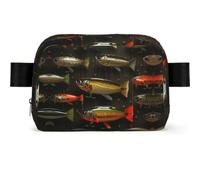 Ocean Tide Waves Fanny Pack Crossbody Waist Bag Pack Waterproof Mini Belt Bag Bum Hip Bag for Men Women, Fishing Lure Style, One Size