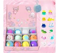 Ocean Toy Bath Salt Ball Sleeve Box Bath Bombs, Bath Bombs with Surprise Inside, 12-Pack Upgrade Easter Gifts Bubble Easter Basket Stuffers Easter Egg Fillers (2)
