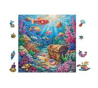 Ocean Treasure Chest 100 Pc Classic Jigsaw Puzzle Puzzle for Adults Hard Challenging Hobby Home Decor Poster Smooth Wooden Cardboard 28x28cm