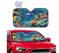 Ocean Tropical Fish Coral Undersea World Car Windshield Sun Shade,Foldable Front Window Sun Visor Protector Uv Reflective Windshield Sunshade Covers Universal Car Accessories 55x29.9 Inch