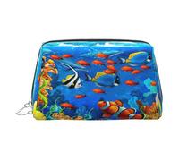 Ocean Tropical Fish Coral Undersea World Makeup Bag Travel Makeup Bag with Compartments,Portable Toiletry Bag for Women
