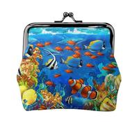 Ocean Tropical Fish Coral Undersea World Print Compact Coin Purse Exquisite Kiss Lock Wallet Cute Mini Pouch Coins Cards Wallet