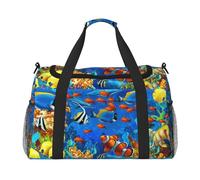 Ocean Tropical Fish Coral Undersea World Print Large Capacity Hand Carry Bag for Women Foldable Carry On Tote for Airplane Travel