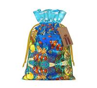Ocean Tropical Fish Coral Undersea World Print Reusable Gift Bags,Drawstring Gift Bags For Jewelry And Gifts,For Festive Occasions