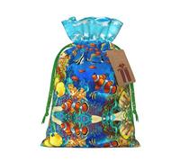 Ocean Tropical Fish Coral Undersea World Print Reusable Gift Bags,Drawstring Gift Bags For Jewelry And Gifts,For Festive Occasions