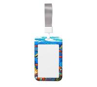 Ocean Tropical Fish Coral Undersea World Printed Id Badge Holder with Neck Strap Vertical Waterproof Name Card Holder for Office School