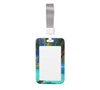 Ocean Tropical Island Print Id Badge Holder Sliding Card Holder Vertical Card Protector Cover Case Teacher Lanyard for Office Women Men