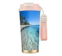 Ocean Tropical Island Print Insulated Coffee Mug, 316 Stainless Steel Vacuum Travel Cup, Keep Hot And Cold