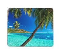 Ocean Tropical Island Print Mouse Pad Square Mouse Mat Non-Slip Mousepad Large Gaming Mouse Mat for Office Laptop 7 x 8.6 in