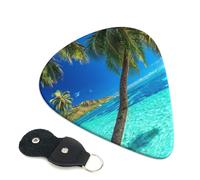 Ocean Tropical Island Printed Guitar Picks 6 Pcs Guitar Plectrum Acoustic Electric Guitar Pick for Bass Electric Acoustic Guitars Ukulele Thin Medium Thick Set 0.71mm
