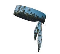 Ocean Tropical Palm Trees Print Tennis Tie Headband Hair Band Unisex Sport Head Tie for Basketball,Running,Karate