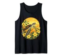 Ocean Turtle and Yellow Gelsemium Flowers Tank Top