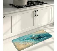 Ocean Turtle Kitchen Mats for Floor, Aquatic Ocean Creatures Vintage Soft Mats, Summer Cushioned Comfort Washable Decor Rugs for Kitchen Sinks Laundryroom Bathroom 16x47 Inch