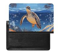 Ocean Turtle on The Beach Passport Holder Passport Cover Protector Essentials with Credit Card Slots for Women Men