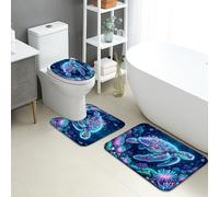 Ocean Turtle Quick Dry Bath Mat, Vibrant Coral Reef Artistic Non Slip Shower Mat, Summer Decorative Flannel Washable Bath Rugs for Bathroom Toilet Restroom 3 Piece Sets
