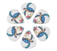 Ocean Turtle Sea Animal Coral Seaweed Guitar Picks 6 Pack Thin Medium Heavy Thickness Guitars Pick For Acoustic Electric Guitar Ukulele Bass 0.96mm