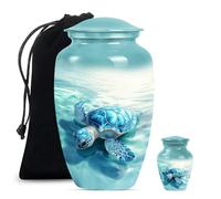 Ocean Turtle Urns for Human Ashes Adult Female, Small Urn for Ashes, Decorative Urn for Ashes, Large Cremation Urns for Human Ashes Adult Man(Size - 10inch 1Pcs, 3inch 1Pcs)