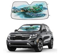 Ocean Turtle Watercolor Car Windshield Sun Shade Foldable Reflective Sunshade UV Protection Heat Block Front Window Shade for Car Truck SUV Keeps Interior Cool with Suction Cups