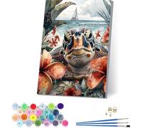 Ocean Turtles Paint by Numbers for Adults, Sailboat Paint by Numbers Kits on Cavans, Easy Diy Oil Painting Kits on Canvas with Acrylic and Brushes, Hobbies for Adults Women, Room Decor 16x20 in 2-1138