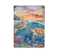 Ocean Turtles Tropical Fish Coral Wall Art Paintings Decor 15.7"x11.8"
