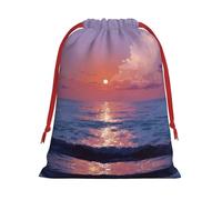 Ocean Under The Sunset Print Drawstring Gift Bag Durable And Versatile, Perfect For Festive Occasions