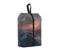 Ocean Under The Sunset Printed Travel Shoe Storage Bag Waterproof Jacquard Fabric is Lightweight, with Strong Handle and Central Zipper.