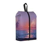 Ocean Under The Sunset Printed Travel Shoe Storage Bag Waterproof Jacquard Fabric is Lightweight, with Strong Handle and Central Zipper.