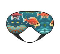 Ocean Underwater Fish Print Soft Eye Mask - Comfortable Sleep, Elastic Nighttime Shade, Eye Covers for Travel, Meditation