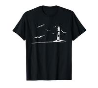 Ocean Vacation Art Sea Shore Lighthouse Seagulls T-Shirt