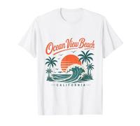 Ocean View Beach California Sunset Wave Value Graphic T-Shirt, Men, White, S
