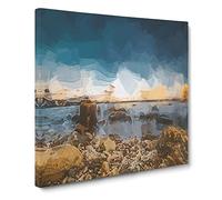 Ocean View Canvas Print | Gallery Wrapped 30mm Frame Wall Art | 20x20 inches | Ready to Hang | Abstract Seascape Picture | Living Room Bedroom Lounge Office