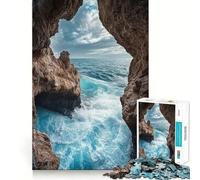 Ocean View from Cave Jigsaw Puzzles for Adults 1000 Pieces Brain Workout Toy Relaxing Fun Art Assembly (38x26cm)