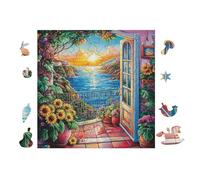 Ocean View from Cottage Door 100 Pieces Set Classic Jigsaw Puzzle Couple Puzzle Partners Mind Relaxation Wall Decor Easter New Year Creativity & Gift Giving 28x28cm