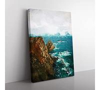 Ocean View From Faro Cabo Penas In Spain Modern Canvas Wall Art Print Ready to Hang, Framed Picture for Living Room Bedroom Home Office Décor, 60x40 cm (24x16 Inch)