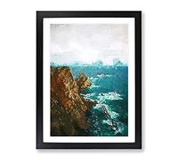 Ocean View From Faro Cabo Penas In Spain Modern Framed Wall Art Print, Ready to Hang Picture for Living Room Bedroom Home Office Décor, Black A2 (64 x 46 cm)