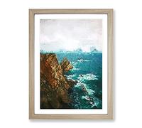 Ocean View From Faro Cabo Penas In Spain Modern Framed Wall Art Print, Ready to Hang Picture for Living Room Bedroom Home Office Décor, Oak A3 (34 x 46 cm)