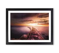 Ocean View From Spain Modern Art Framed Print | A2 Black Framed Wall Art | Ready to Hang | Modern Nautical Picture | Living Room Bedroom Lounge Office