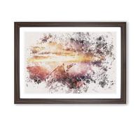 Ocean View from Spain Watercolour Framed Print | A2 Walnut Framed Wall Art | Ready to Hang | Modern Nautical Picture | Living Room Bedroom Lounge Office