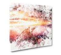 Ocean View from Spain Watercolour Modern Canvas Wall Art Print Ready to Hang, Framed Picture for Living Room Bedroom Home Office Décor, 20x20 Inch (50x50 cm)