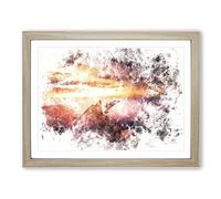 Ocean View From Spain Watercolour Modern Framed Wall Art Print, Ready to Hang Picture for Living Room Bedroom Home Office Décor, Oak A4 (34 x 25 cm)