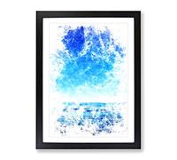 Ocean View In South Africa Watercolour Modern Framed Wall Art Print, Ready to Hang Picture for Living Room Bedroom Home Office Décor, Black A2 (64 x 46 cm)