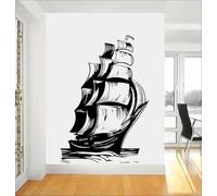 Ocean Vintage Boat Sailing Wall Sticker Sail Ocean Wave Vinyl Sticker Living Room Interior Mural Art