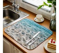 Ocean Water Ripple Dish Drying Mats for Kitchen Counter, Summer Seaside Underwater Scene Dish Mat Absorbent Microfiber Dish Drainer Mat Rack Reversible Drying Pad Coffee Pads 1pcs 18"x24"