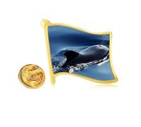 Ocean Water Sea Whale Science Nature Picture Golden Metal Flag Lapel Pin Badge