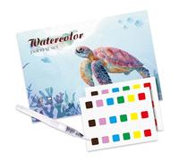 Ocean Watercolor Workbook, 12 Colour Water Colouring Book with A Pen, Beginner Friendly Watercolour Workbooks for Adults, Teens, Painting Supplies