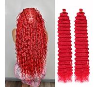Ocean Wave 24 Inch 2 Packs Curly Crochet Hair Synthetic Hair for Black Women 24 Inch 2 Packs Red