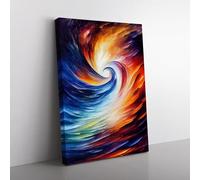Ocean Wave Abstract No.2 Purple, Blue, Red Canvas Wall Art Print Ready to Hang, Framed Picture for Living Room Bedroom Home Office Décor, 76x50 cm (30x20 Inch)