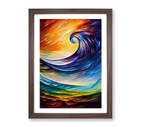 Ocean Wave Abstract No.4 Framed Print | A4 Walnut Framed Wall Art | Ready to Hang | Abstract Nautical Picture | Living Room Bedroom Lounge Office
